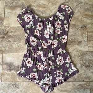 Purple Floral Romper Plus Size